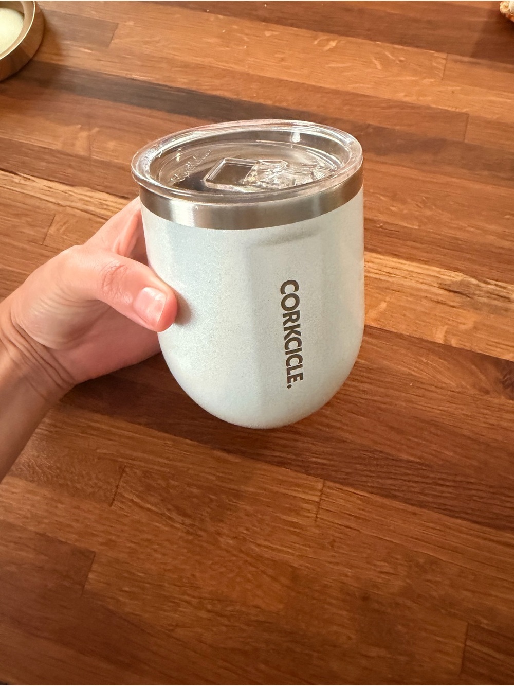 Corkcicle White Insulated Stemless Wine Tumbler with Lid